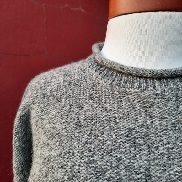 Woolrich Mock Neck Slouchy Drop Shoulder Wool Blend Sweater Gray XL - Picture 7 of 12